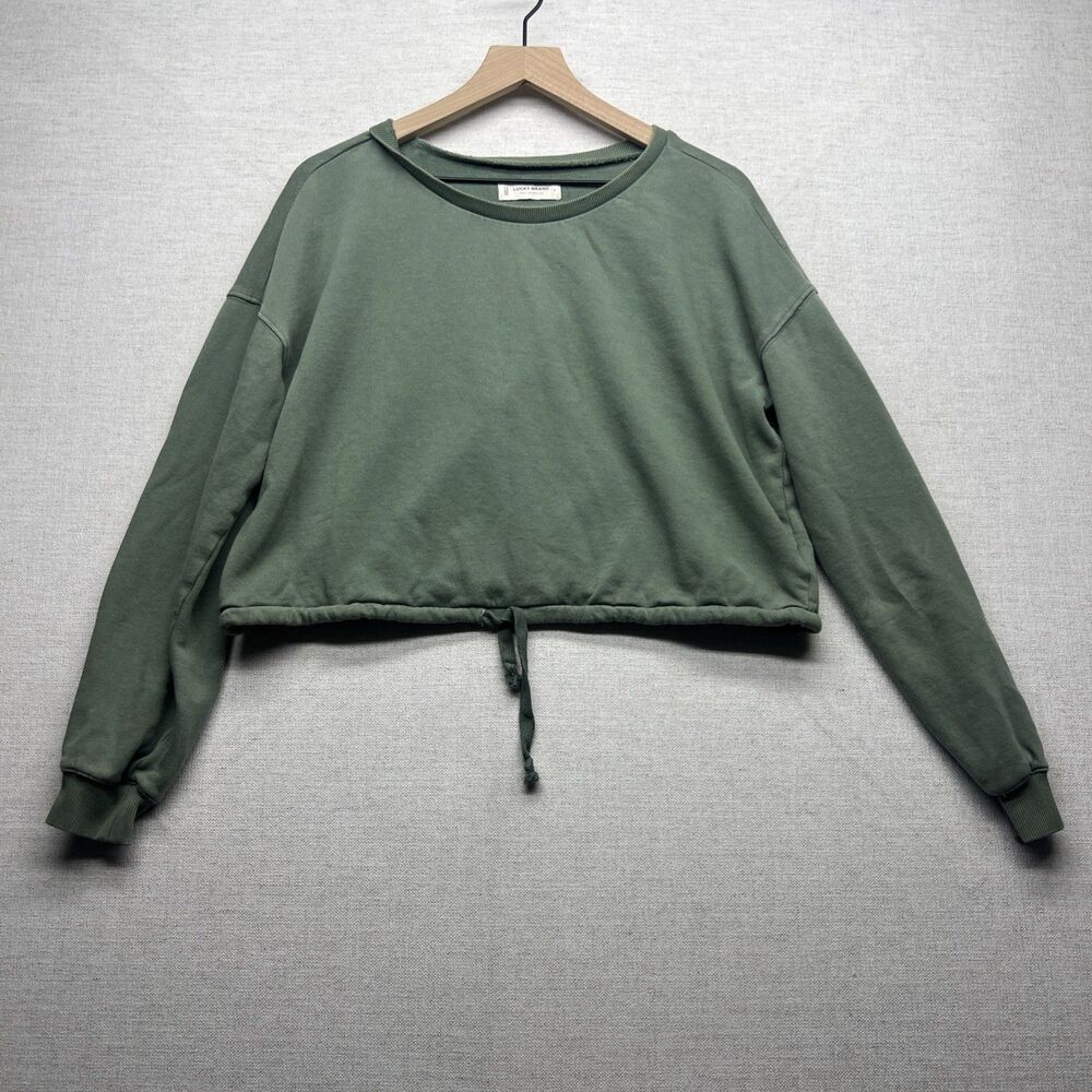 LUCKY BRAND Sweatshirt Size Large Womens Green Tie Summer Lightweight